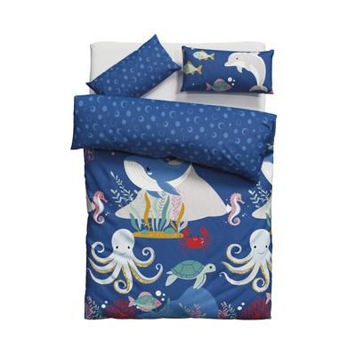 Kinderbettwäsche LÜTTENHÜTT "CUDDLEE", blau (unterwasserwelt), B/L: 135cm x 200cm, , Renforcé, B/L: 40cm x 80cm, Renforcu00e9, Obermaterial: 100% Baumwolle, Bettwäsche, in vielen Designs: Dino,Einhorn,Weltraum,Baustelle,Herz,Trecker,Safari