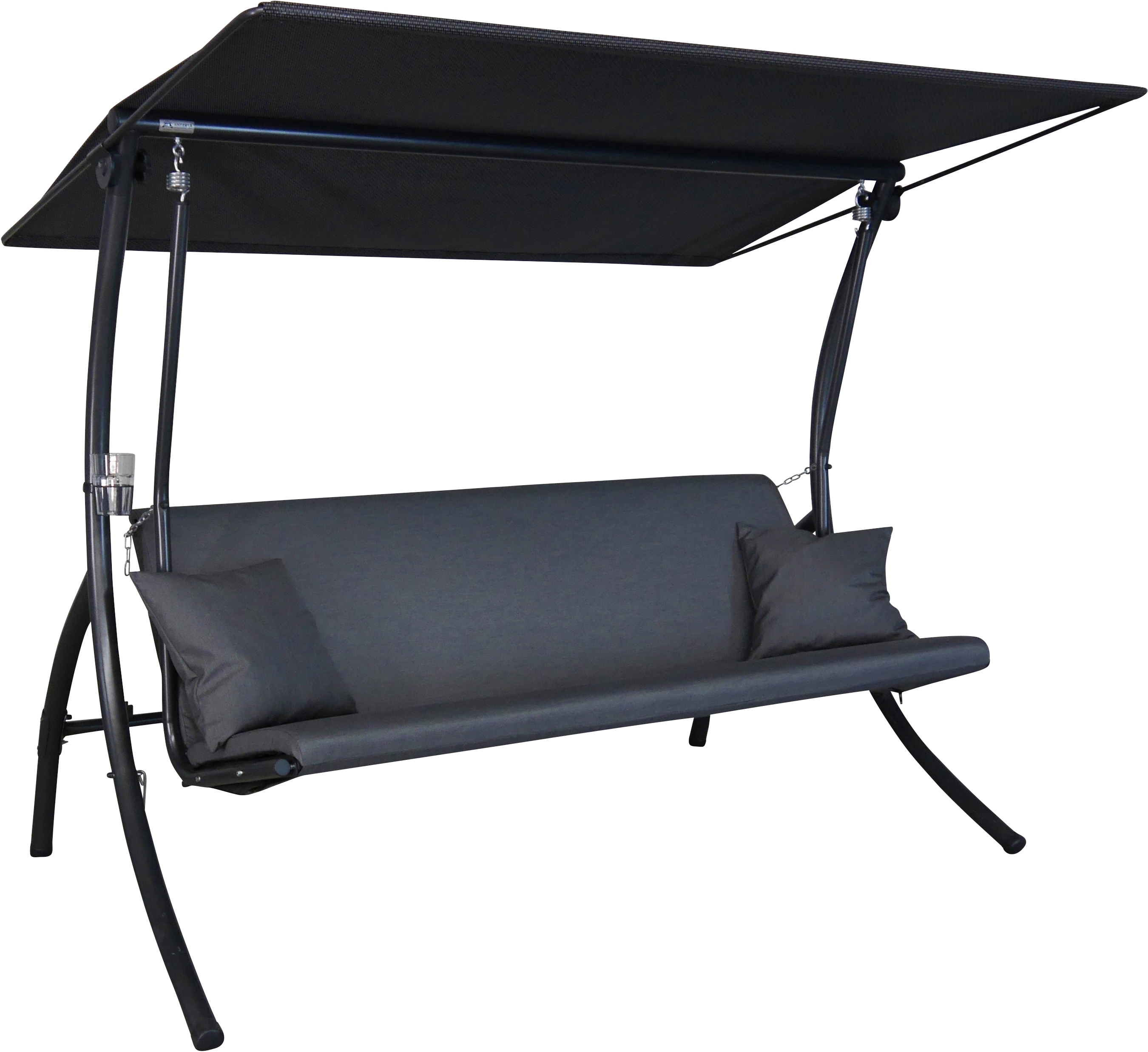 Hollywoodschaukel "Motion Zip anthrazit", grau (dunkelgrau), B:210cm H:160cm T:145cm, Obermaterial: 100% Polyacryl, ANGERER FREIZEITMÖBEL, Hollywoodschaukeln, wetterfest