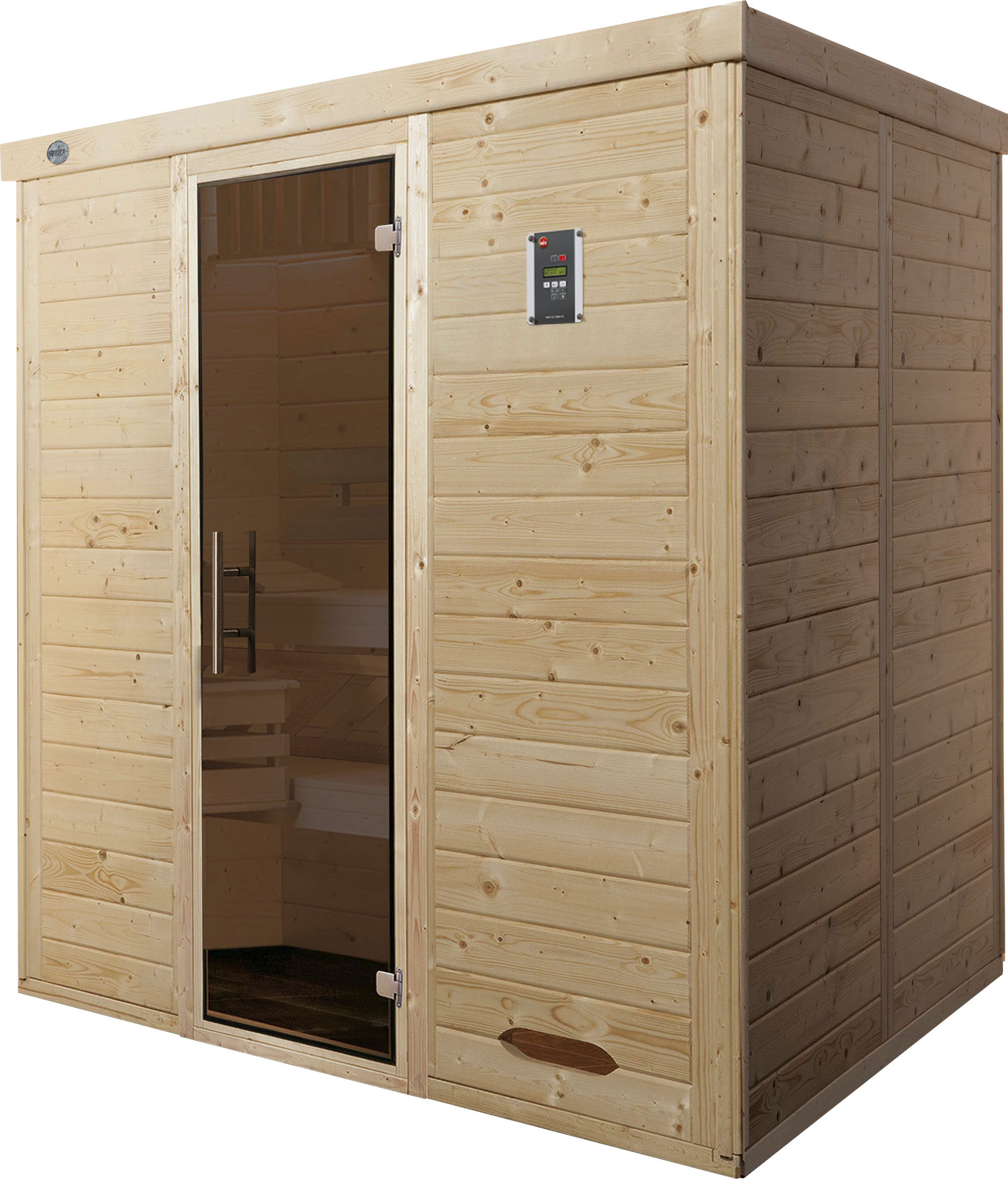 Sauna WEKA "Kemi", beige (natur), Bio-Ofen, externe Steuerung, 7,5 kW, Saunen, 7,5 kW Bio-Ofen mit digitaler Steuerung