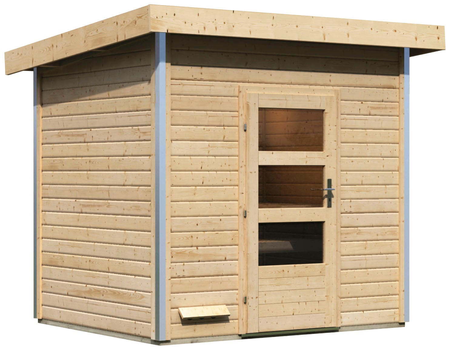 Saunahaus KARIBU "Ralf", beige (naturbelassen), ohne Ofen, (ohne Ofen), Saunen, moderne Tür