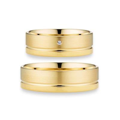 Trauring PHÖNIX "Schmuck Geschenk Gold 333 Trauring Ehering LIEBE versch. Varianten" Gr. 50, gold (gelbgoldfarben), Fingerringe, 50, SI = kleine Einschlüsse mit Brillant, Gelbgold 333, 6,0mm, Made in Germany, wahlweise mit oder ohne Brillant Image