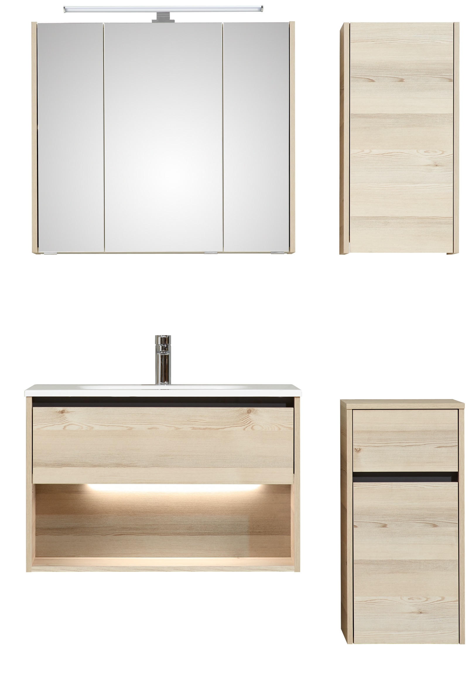 Badmöbel-Set SAPHIR "Quickset 393", beige (polar pinie quer nb), Kastenmöbel-Sets Image