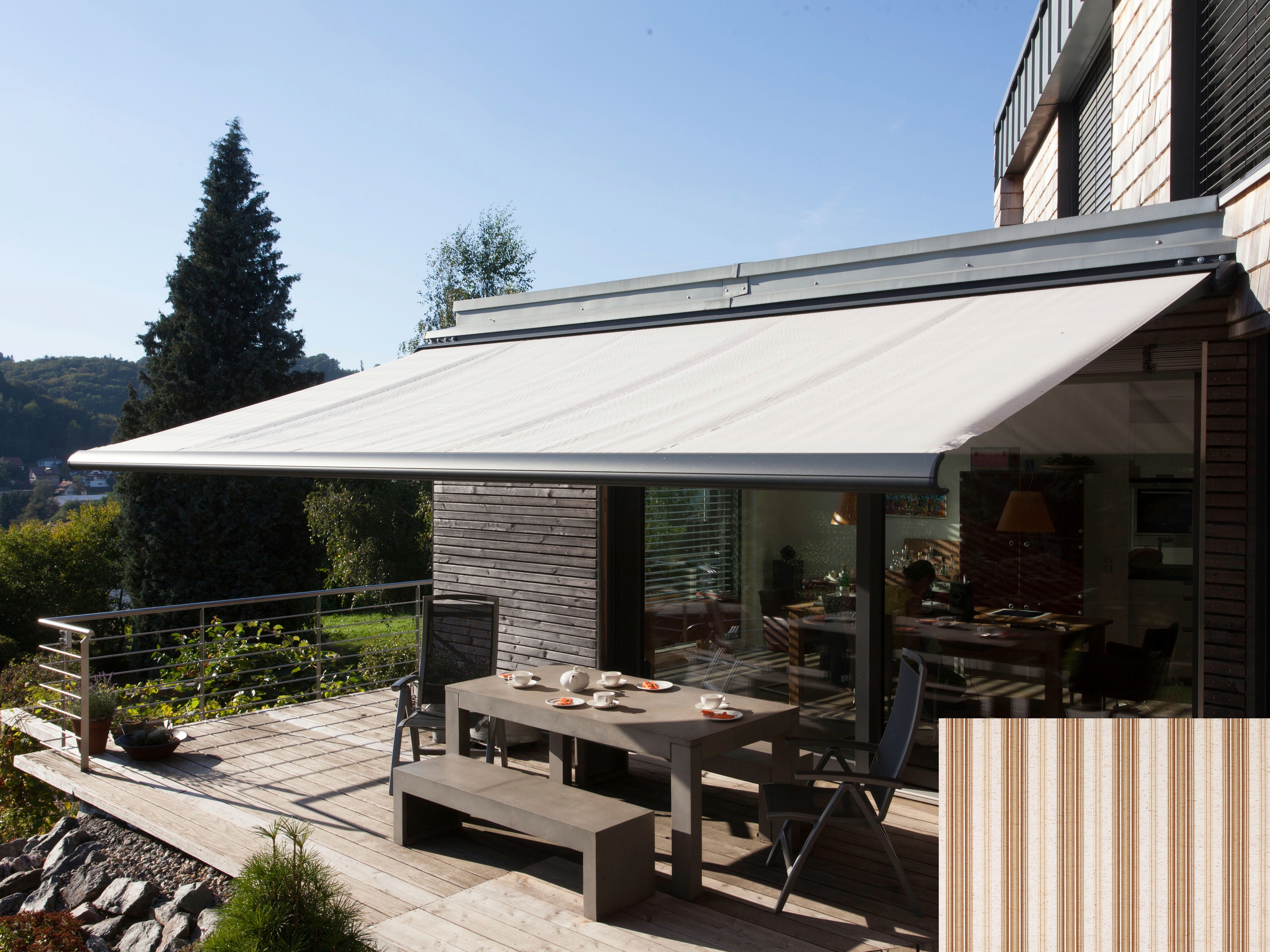 Kassettenmarkise WISMAR "Classic S-Compact", braun (braun, beige), B:500cm, Polyacryl, Markisen, Breite: 500 cm, Ausfall: 200 cm