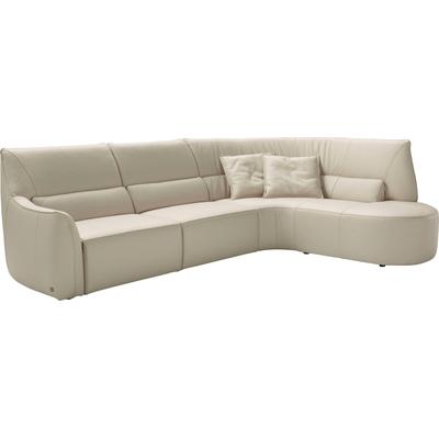 Ecksofa EGOITALIANO "Puffy, extravagant & edel, Retro Designsofa, hoher Sitzkomfort, L-Form", weiß (paper), B:330cm H:88cm T:205cm, Leder u00bbBULLu00ab (echtes Rindsleder). Geschliffenes, pigmentiertes und behandeltes Rindsleder mit einer Dicke von... Image