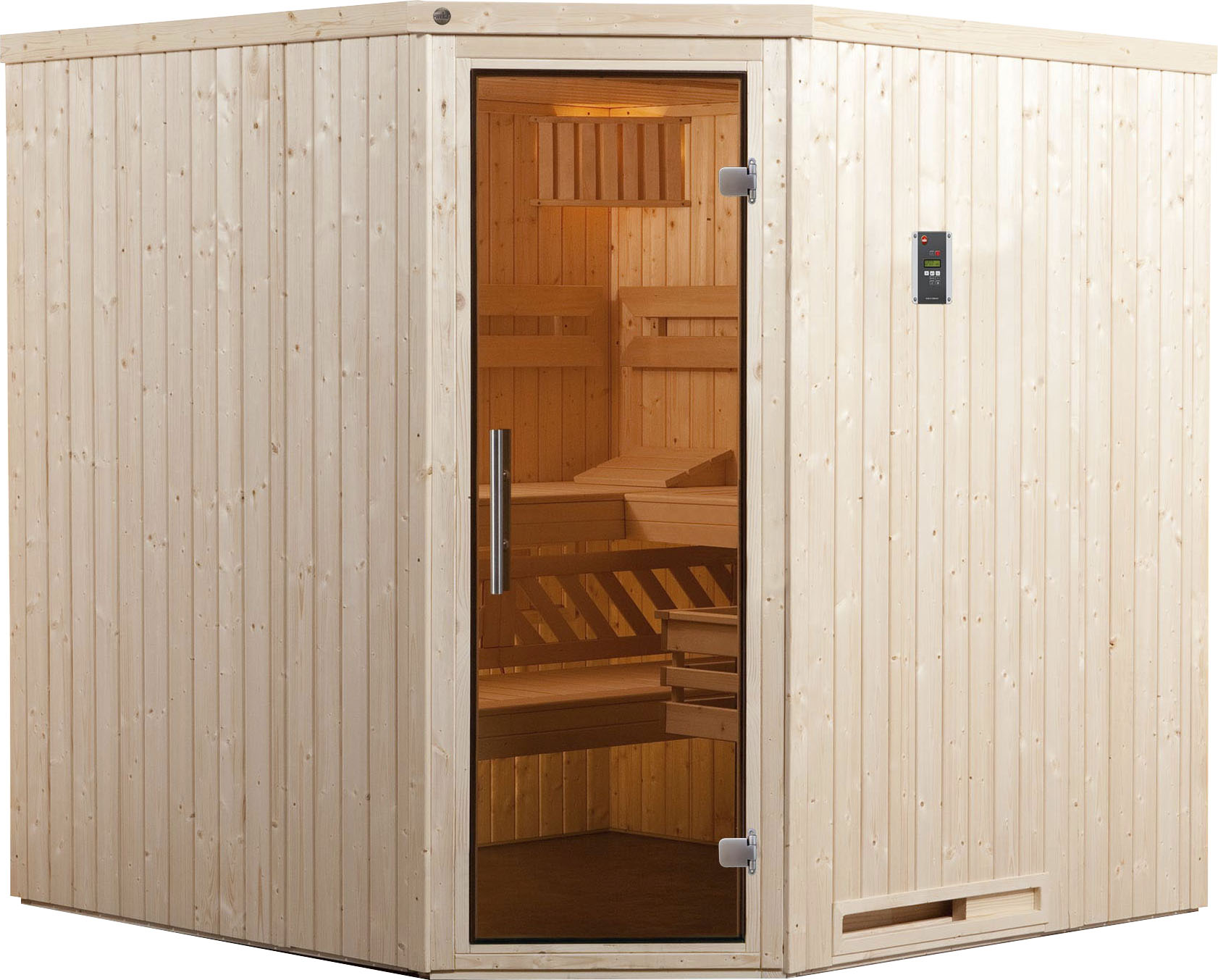 Sauna WEKA "Varberg", beige (natur), Saunaofen, externe Steuerung, 7,5 kW, Saunen, 7,5 kW-Ofen mit digitaler Steuerung