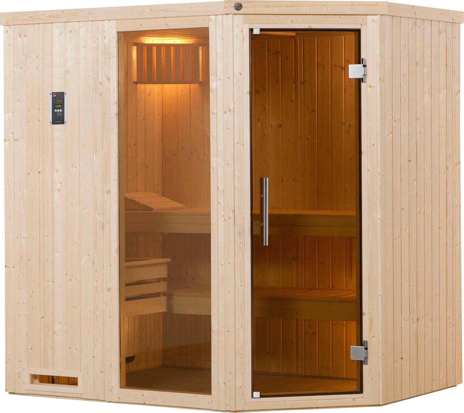 Sauna WEKA "Varberg", beige (natur), Saunaofen, externe Steuerung, 7,5 kW, Saunen, 7,5 kW-Ofen mit digitaler Steuerung
