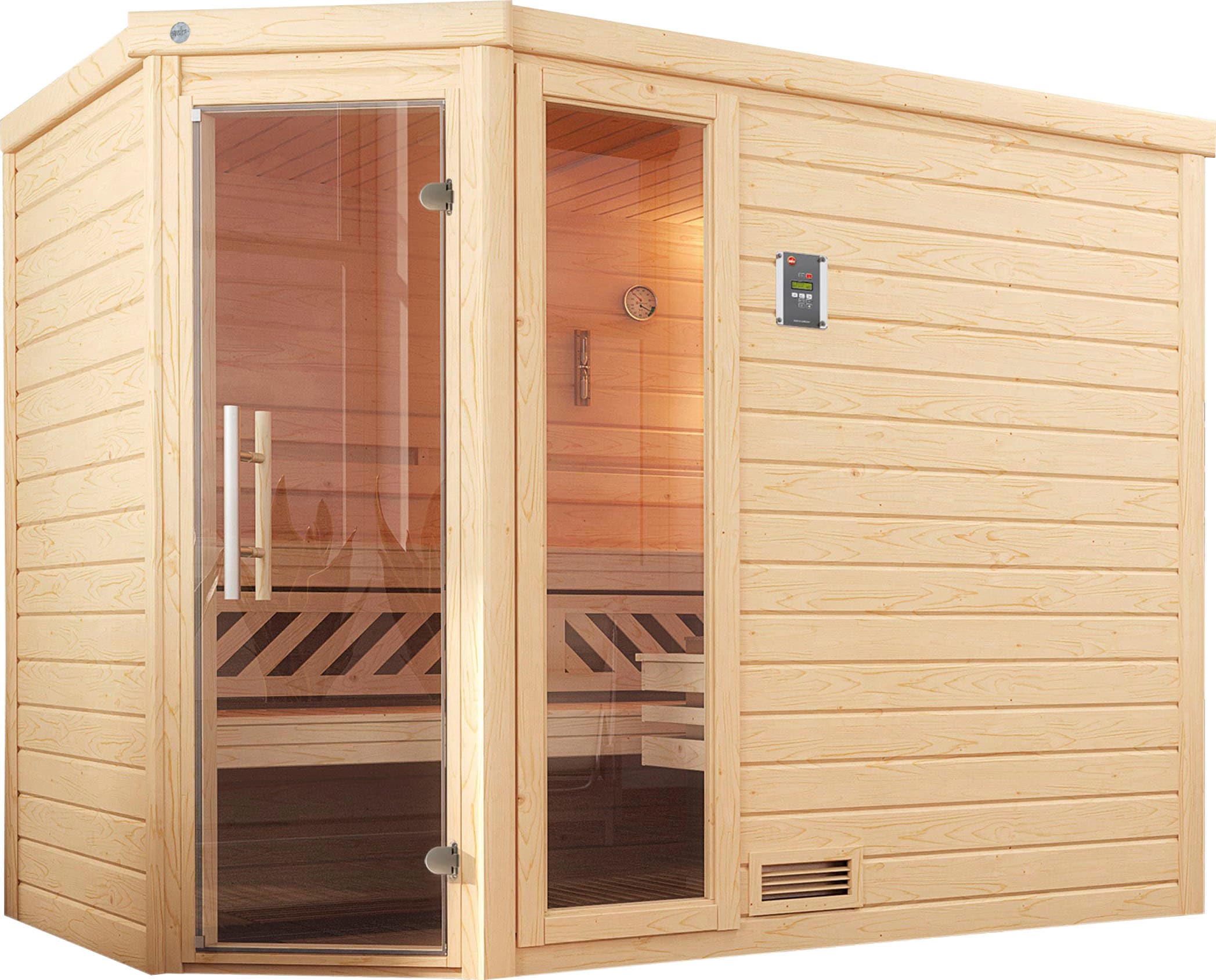 Sauna WEKA "Turku", beige (natur), Saunaofen, externe Steuerung, 7,5 kW, Saunen, 7,5 kW-Ofen mit digitaler Steuerung
