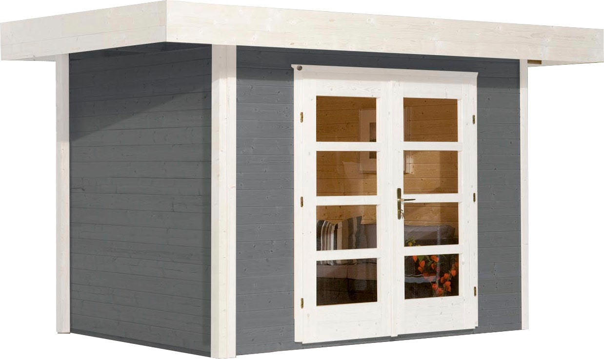 Gartenhaus WEKA "Designhaus 126 Plus", grau (grau, weiß), Fußboden im Gartenhaus, Gartenhäuser Image