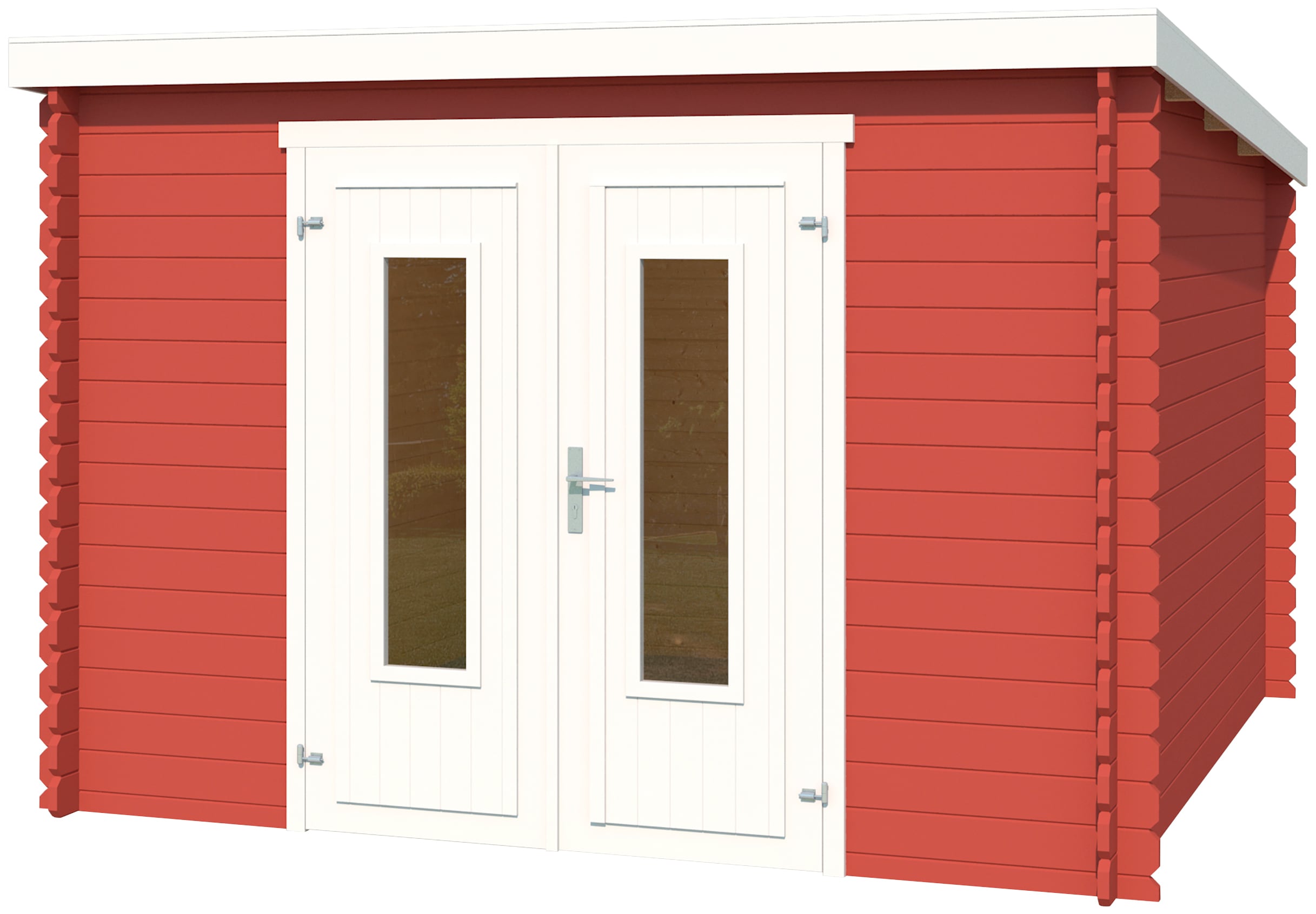 Gartenhaus LASITA MAJA "Sacramento", rot (schwedenrot), ohne Fußboden, ohne Dacheindeckung, Holzwerkstoff, Gartenhäuser, Blochbohlenhaus 28mm, Fundamentmass 2920x2920, Schwedenrot Image