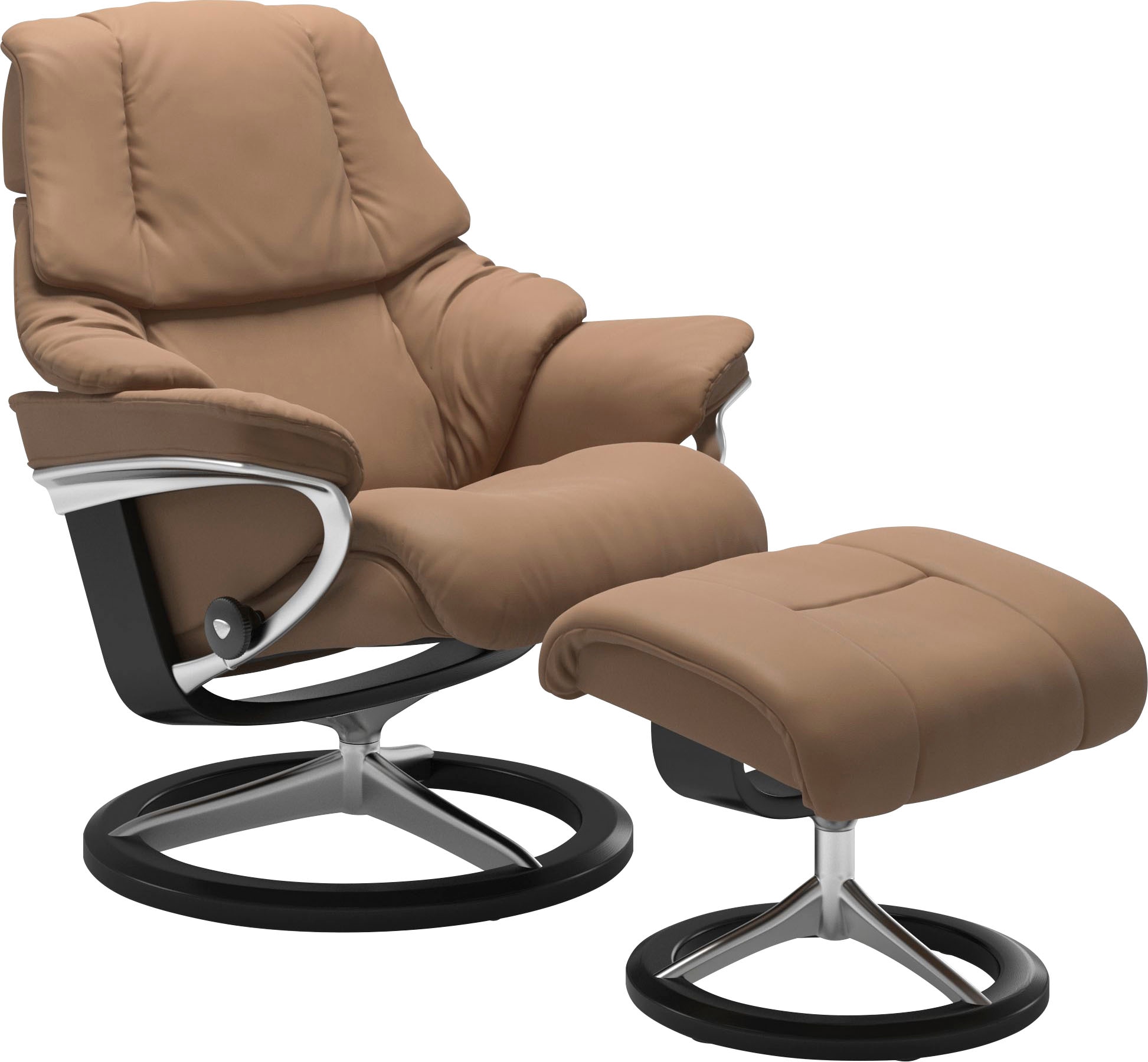 Relaxsessel STRESSLESS "Reno", braun (latte batick), B:79cm H:99cm T:75cm, Leder BATICK: BATICK ist ein leicht korrigiertes, durchgefärbtes und genarbtes Möbelleder, bei dem die meisten Unebenheiten und Spuren in der Regel entfernt wurden.;Leder...