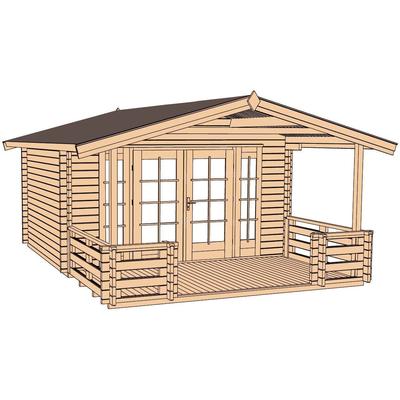 Gartenhaus WEKA "Weekendhaus 137 B Gr.1, 45 mm, natur", beige (naturbelassen), Fußboden im Gartenhaus, ohne Rück- und Seitenwand, Gartenhäuser Image
