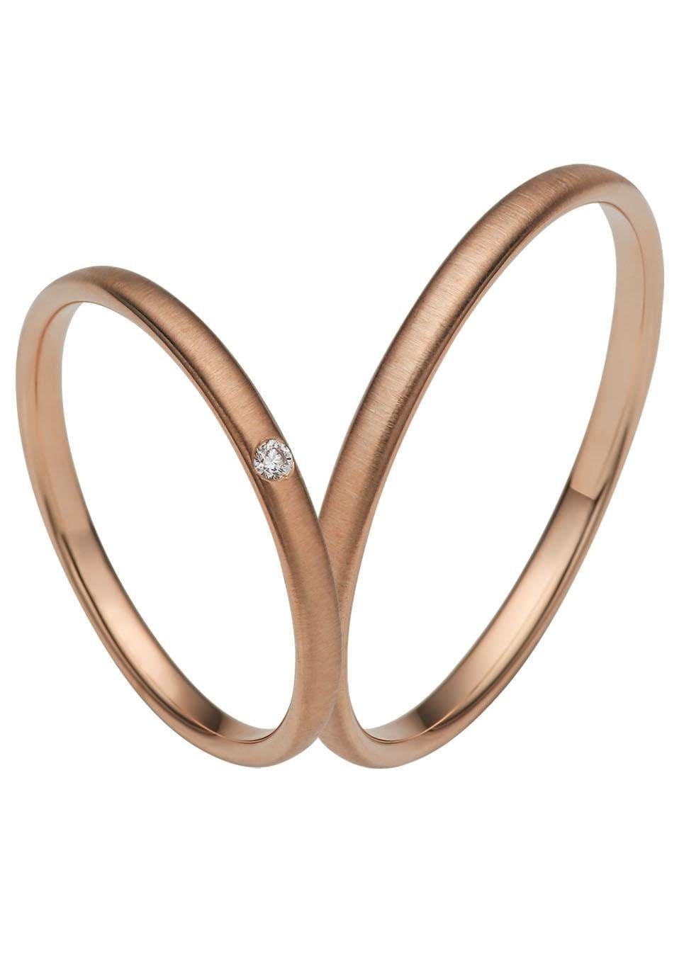 Trauring FIRETTI "Schmuck Geschenk Gold 375 Hochzeit Ehering "LIEBE" Gr. 68, rosa (roségoldfarben), Fingerringe, 68, ohne Brillant, Roségold 375, 2mm, Made in Germany, wahlweise mit oder ohne Brillant Image