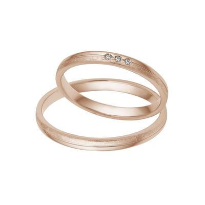 Trauring FIRETTI "Schmuck Geschenk Gold 375 Hochzeit Ehering "LIEBE" Gr. 50, rosa (roségoldfarben), Fingerringe, 50, 0,015 ct SI = kleine Einschlüsse mit Brillanten, Roségold 375, 2,5mm, Rosu00e9gold 375, Made in Germany, wahlweise mit oder ohne... Image
