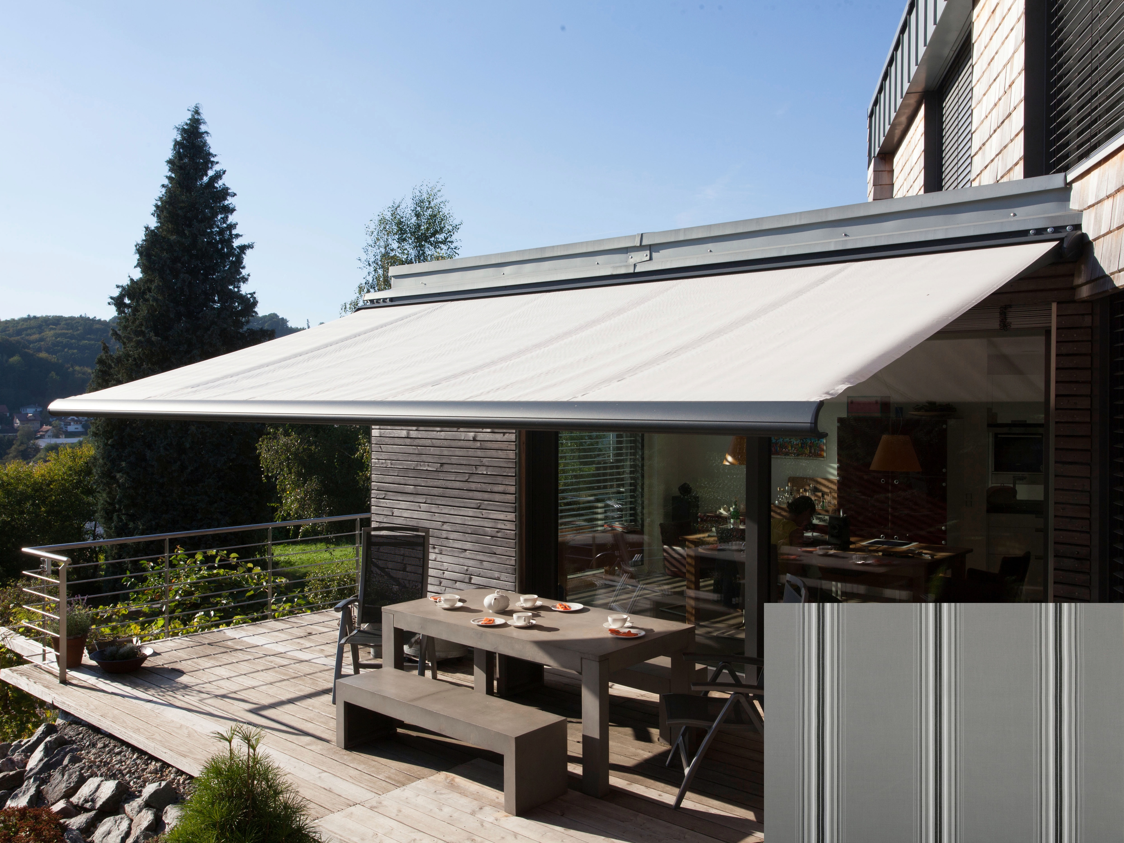 Kassettenmarkise WISMAR "Classic S-Compact", grau (grau, schwarz), B:550cm, Polyacryl, Markisen, Breite: 550 cm, Ausfall: 250 cm