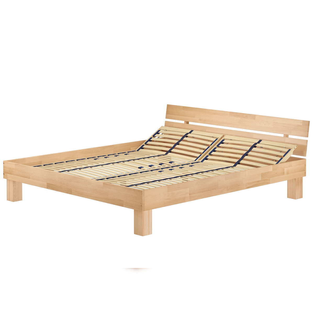 Erst-Holz Massivholzbett 200x200 Buche Familienbett Doppelbett wählbares Zubehör V-60.80-20 Federholzrahmen inkl. Image