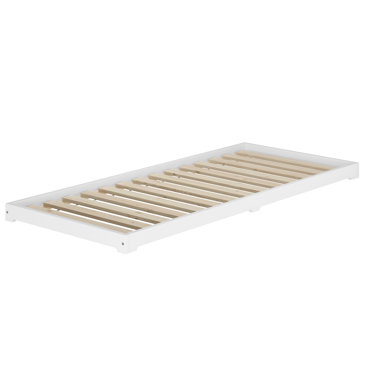 Erst-Holz Weißes Unterschiebbett Futon extra niedrig Holzbett 80x180 Kiefer V-60.47W-08-180 Rollrost inkl. Image