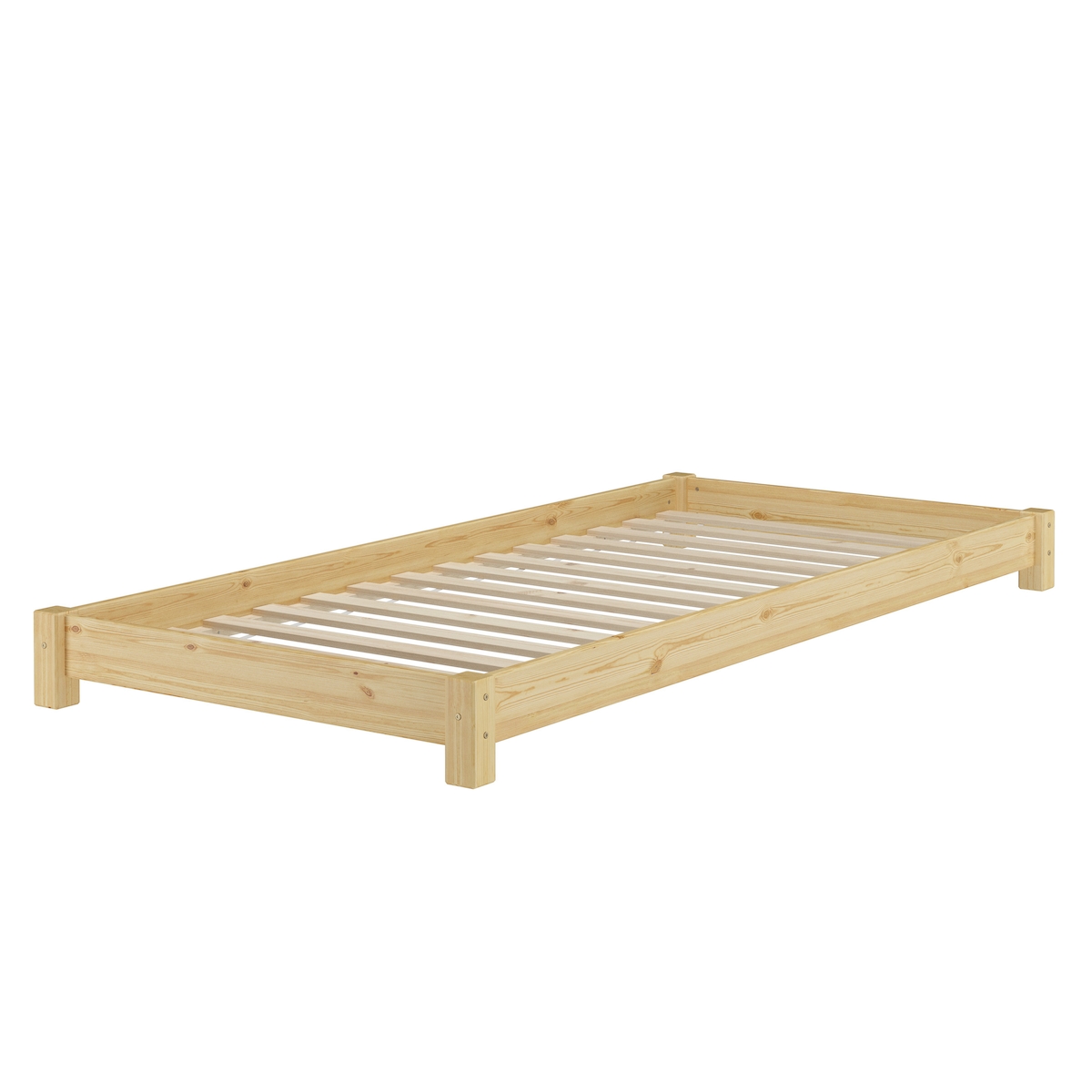 Erst-Holz Niederflurbett Futonbett Einzelbett Bodenbett 90x200 Kiefer massiv wählbares Zubehör V-60.51-09 Rollrost inkl. Image
