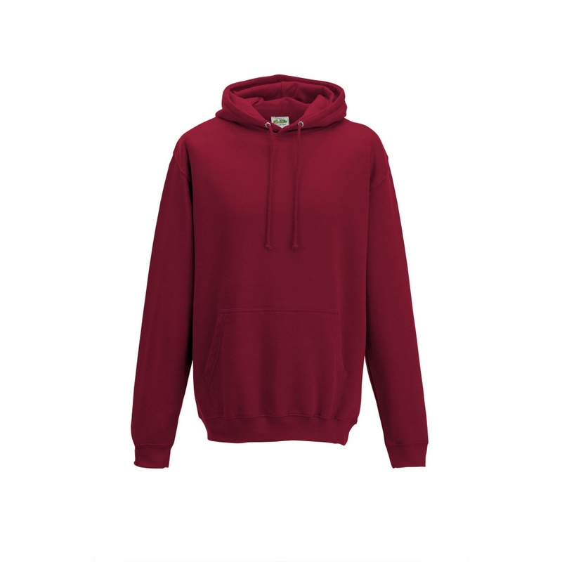 Just Hoods By AWDis JHA001 Men's Midweight College Hooded Sweatshirt in Red Hot Chilli size Large | Cotton/Polyester Blend