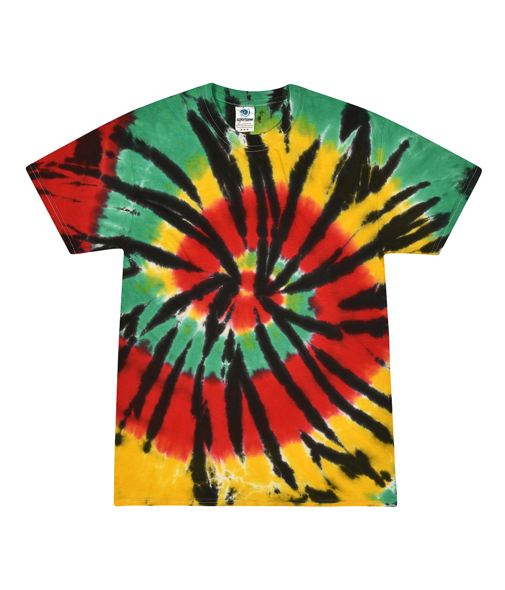 Tie-Dye CD100Y Youth Tie Dye Top in Rasta Web size Large | Cotton