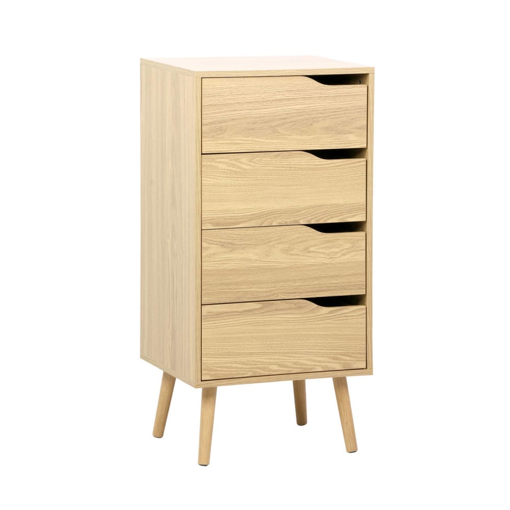 Commode chiffonnier décor bois naturel 4 tiroirs