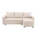Canapé 3 places avec méridienne en velours côtelé beige L230 cm