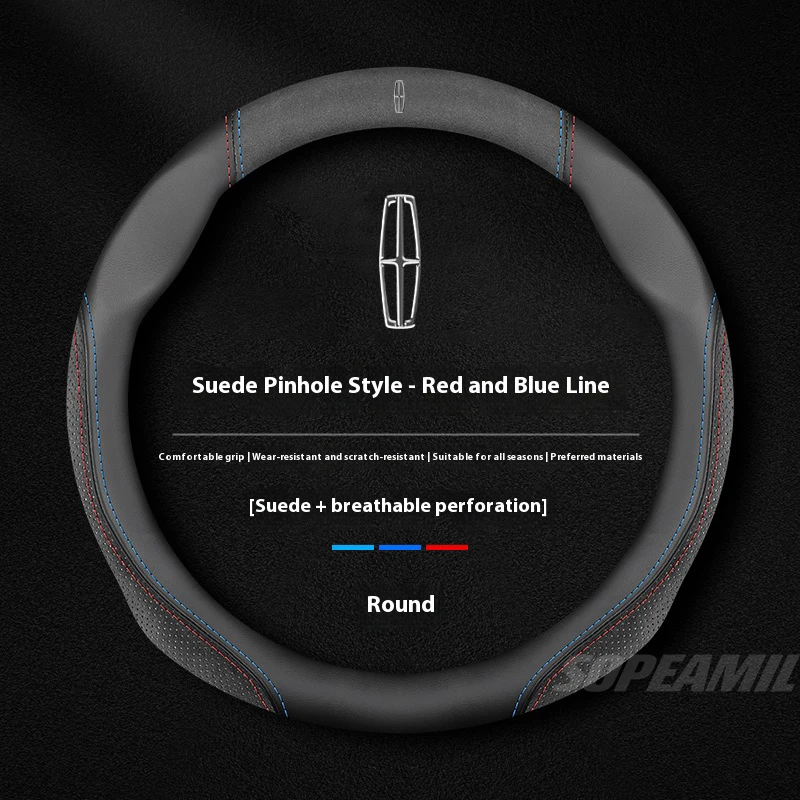 Lincoln Z MKZ MKT MKC MKX MKS Navigator Aviator Nautilus Corsair Continental Wildleder Sportstil Auto-Lenkradbezug Image