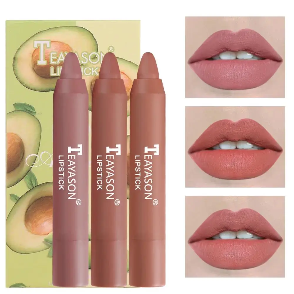 Mattes Lippenstift-Set, 3-teilig, wasserdicht, langlebig, samtig, nackt, rot, Farbton, natürliches Make-up, Kosmetik, Schönheit, sexy Stift