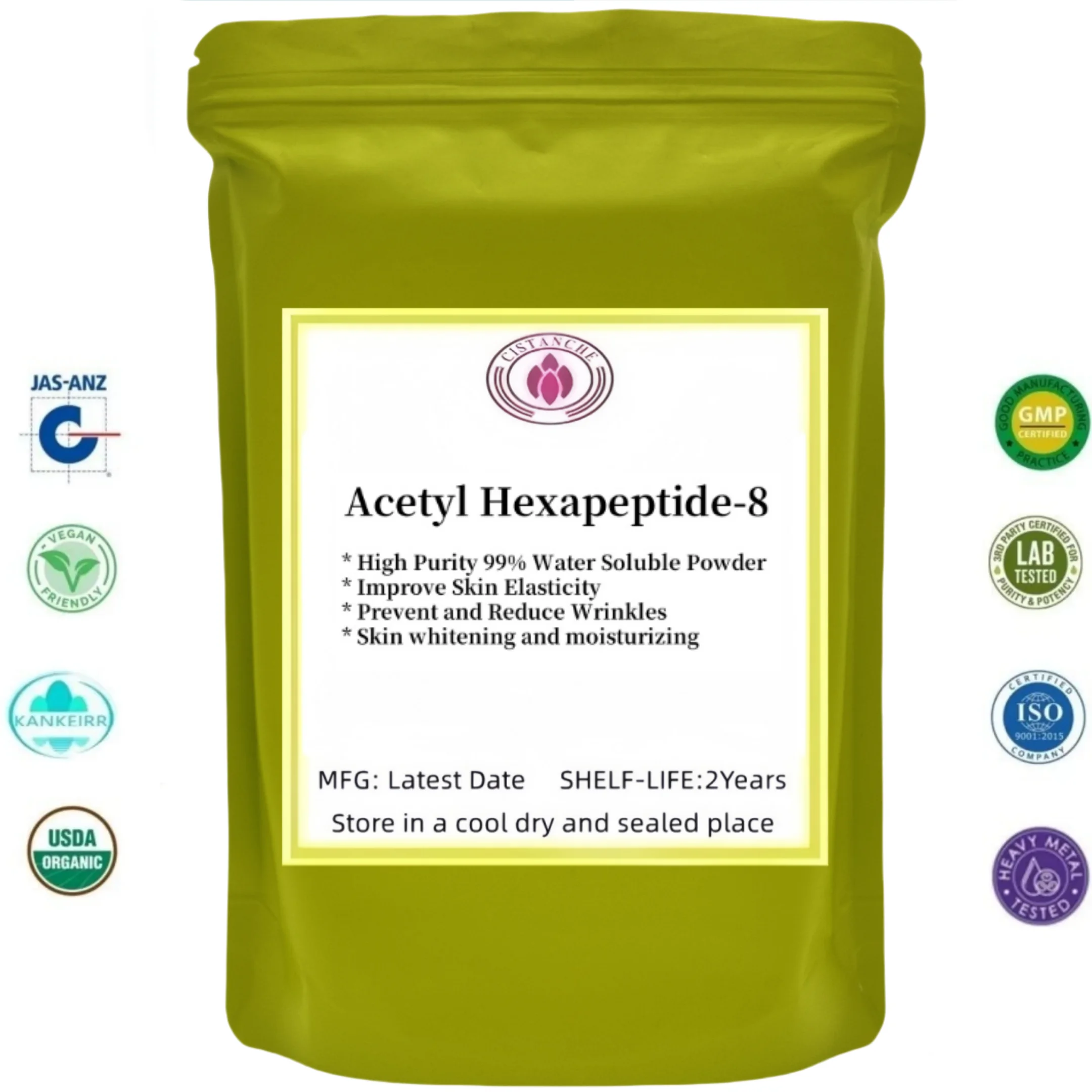 Acetyl-Hexapeptid-8, sechs Peptidpulver, Anti-Aging, verbessert die Hautelastizität, aufhellend, feuchtigkeitsspendend, reduziert Falten [Neuestes Datum] Image