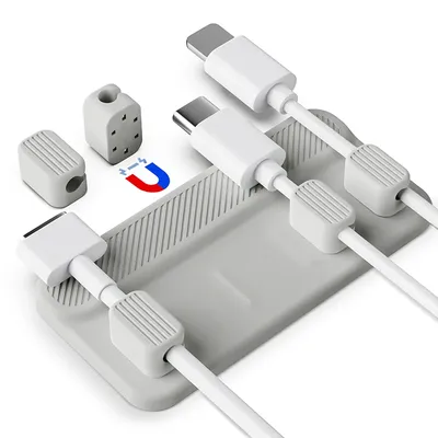 5 In1 Magnet Cable Winder Adhesive Silicone USB Cable Fixer Organizer Solid Color Cable Holder Line Charger Clip for Desk Office
