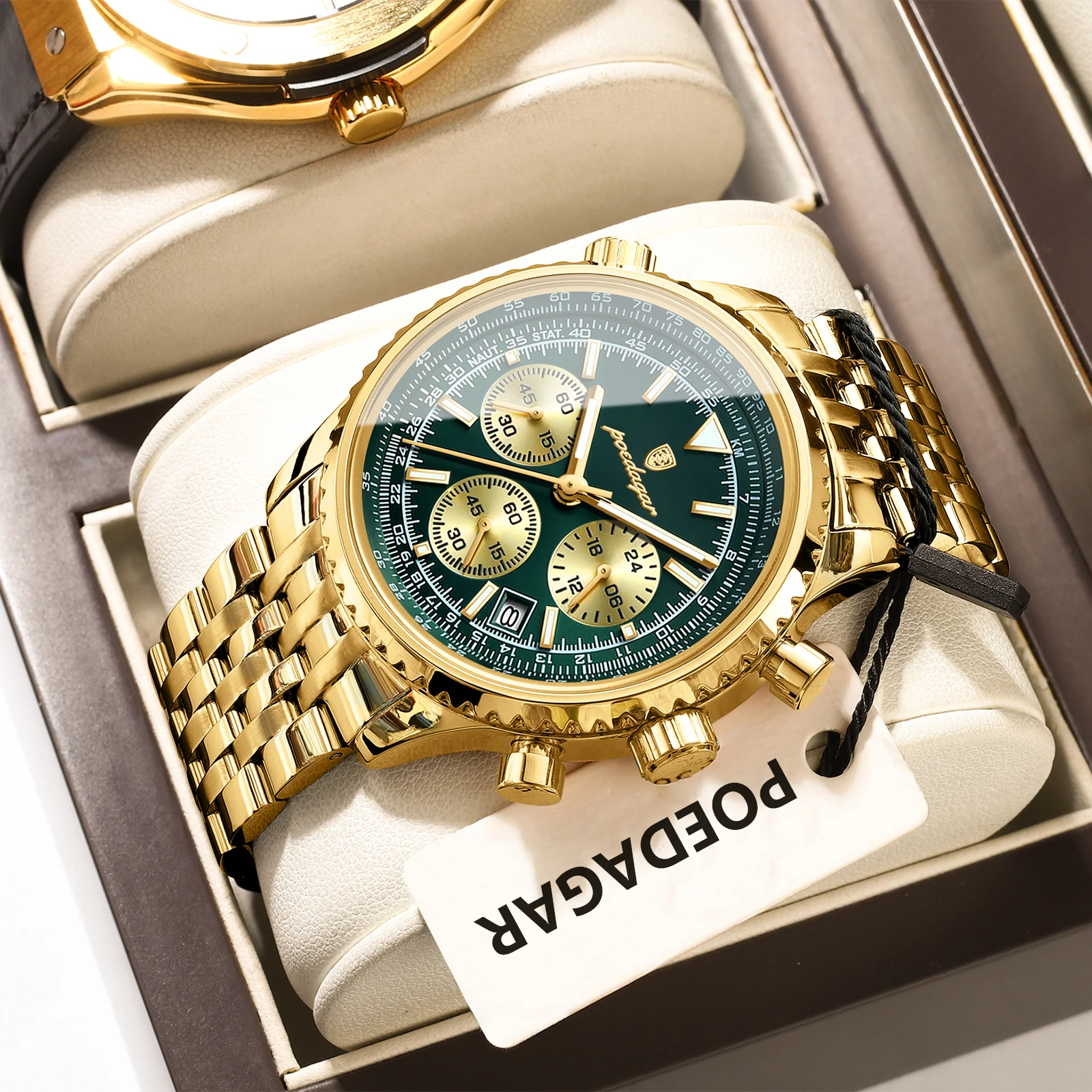 POEDAGAR Mode Sport herren Uhren Wasserdicht Leucht Chronograph Datum Mann Uhr Edelstahl Quarz Luxus Männer Armbanduhr Image