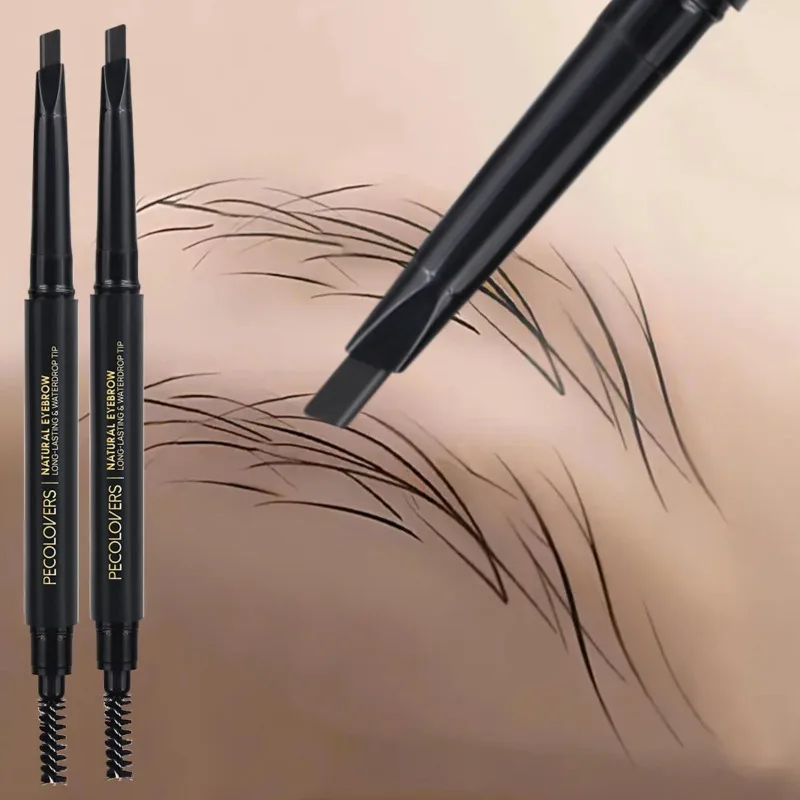 2 Stück doppelköpfiger Augenbrauenstift, schwarz, füllende Augenbrauen, wasserdicht und schweißfest, Augenbrauenstift, Augenbrauenkosmetik Image