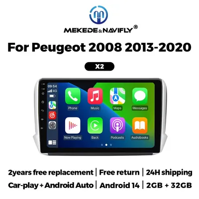 Android 14 Car Radio 2GB+32GB Wireless Carplay AUTO For Peugeot 208 2008 2013 2014 - 2020 Navigation GPS Multimedia Video Player