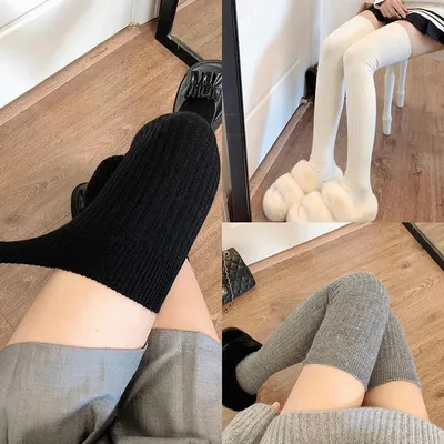 1-10Pairs Calf Socks Women Knee-length Socks Fall and Winter Solid Color Cold-proof Boots Socks Simple Stacked Socks Warm Socks
