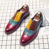 Männer Vintage Block Schuhe Rot Braun Holzabsatz Schnürung Business Büro Kleid Schuhe Luxus Bankett Soziale Schuhe Größe 38-48 Herrenschuh