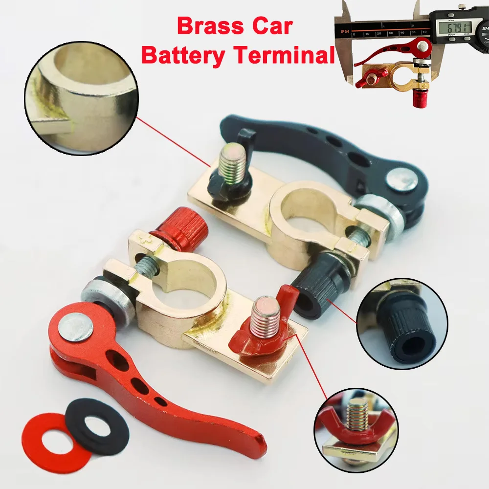 2Pcs Automotive Batterie Terminals Top Post Draht Kabel Klemme Terminal Anschlüsse Adapter Schellen Clip Schraube Top Post Image