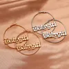Flatfoosie Punk Hip-hop Übertreibung Großen Kreis Hoop Ohrringe Gold Silber Farbe Babygirl Brief Ohrringe Frauen Mode Schmuck