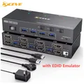NUOVO Switch KVM 2 monitor 3 computer Doppio monitor Switch KVM compatibile HDMI per 3 computer Condividi 2 display e 4 porte USB 3.0