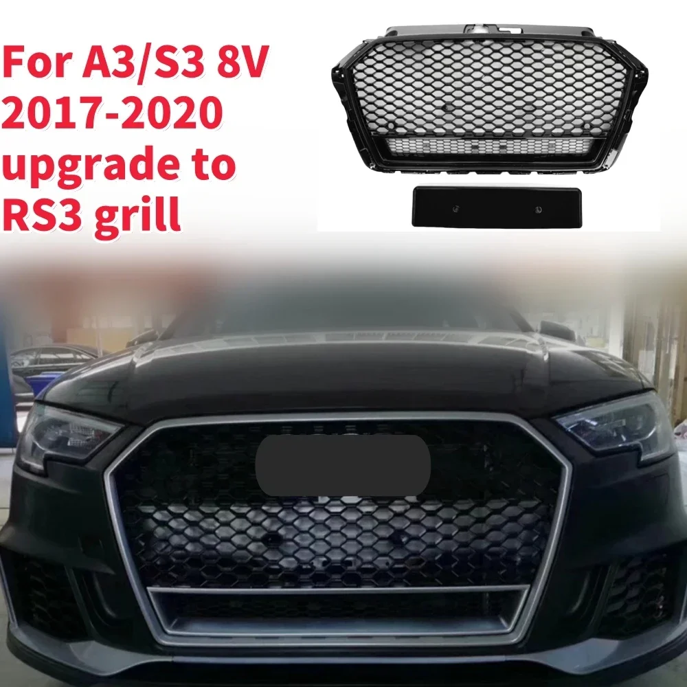Griglie da corsa griglia del cofano anteriore griglia del paraurti anteriore dell'auto griglia centrale per griglia RS3 per A3/S3 8V 2017-2020