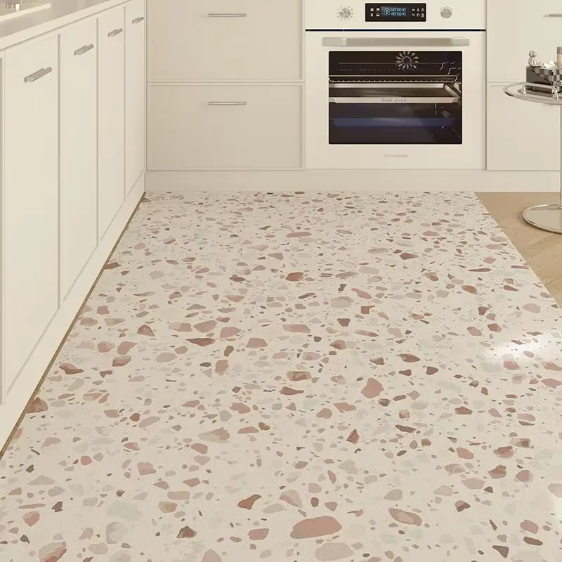 Kitchen Carpet Non-slip Waterproof Leather Floor Mat Imitation Marble Texture Color Large Size Rug PVC Home Decoration Foot Mats