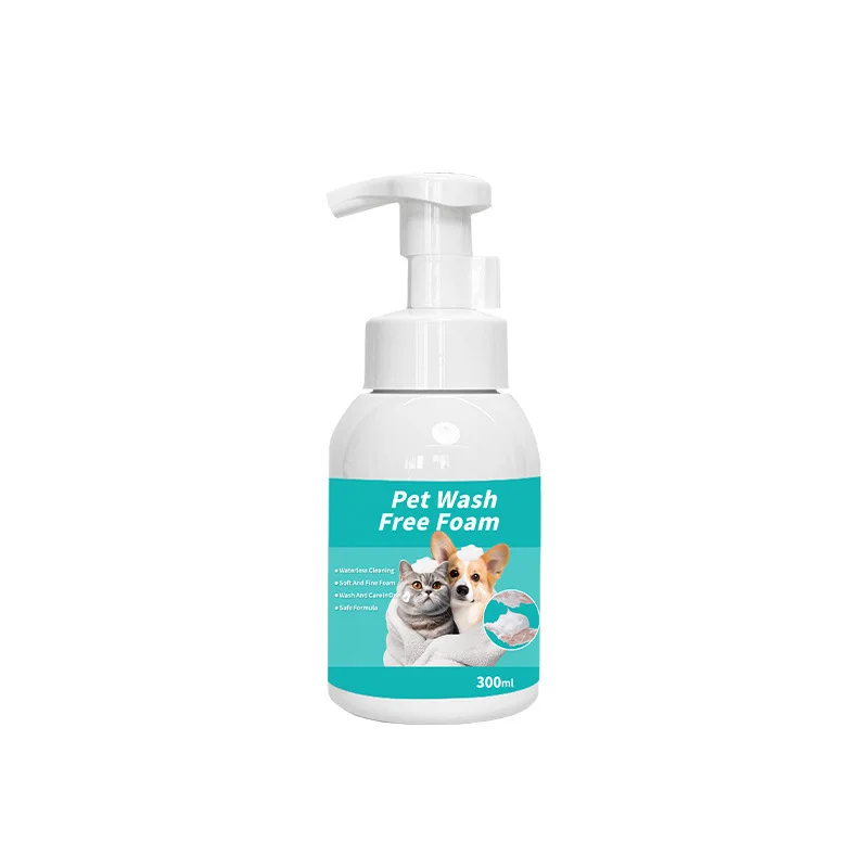 Wasserloser Pet-Shampoo-Schaum, 300 ml, kein Spülen, Reinigungsschaum, Trockenbad-Shampoo mit desodorierender Geruchsentfernung für Katzen und Hunde Image