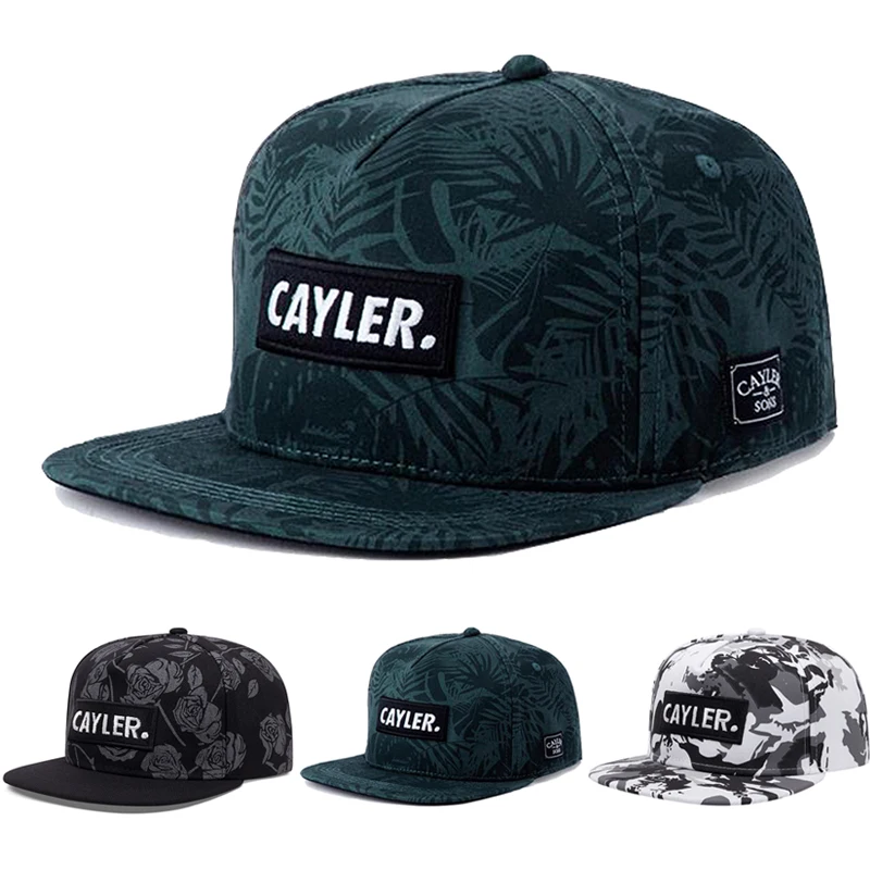 Neue trendige CAYLER Leaf Rose Flat Edge Hut Herren Street Hip Hop Hut Damen Outdoor Radfahren Sonnenschutz Hut verstellbare Baseball Hut Image