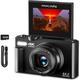 Fotocamera digitale 4K per fotografia, videocamera per vlogging da 64 MP per YouTube con schermo orientabile da 3 pollici, zoom digitale 18x, fotocamera punta e scatta con scheda micro SD da 32 GB per
