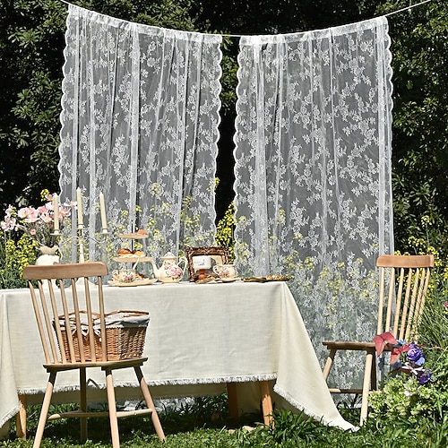 tende a rullo in stile europeo, tende trasparenti in pizzo bianco - tende semi-oscuranti pronte per la camera da letto soggiorno, arredamento in stile cottage di campagna