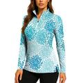 Per donna Floreale Polo da golf Maglia da tennis Felpa da tennis Manica Lunga Stampato Zip a un quarto Pullover Protezione UV Elastico Traspirante Pallavolo Tennis Golf Collo con zip Maglietta Polo