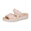 Pantolette WALDLÄUFER "K-VALERIE", Damen, Gr. 4 (37), rot (apricot), Veloursleder, metallic, Basic, Schuhe, Sommerschuh, Strandschuh, Hausschuh mit Klettverschlüssen, K-Weite