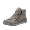 Schnürboots RIEKER, Damen, Gr. 39, grau, Lederimitat, unifarben, sportlich, Schuhe, Schnürstiefelette, Casual-Boots mit Reißverschluss außen