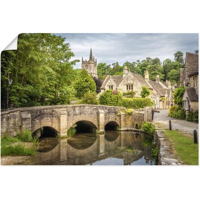Wandbild ARTLAND "Dorf Castle Combe, Wiltshire, England", braun (farbe bild(er): braun), B:60cm H:40cm T:0,1cm, Papier, Bilder, als Alubild, Leinwandbild, Wandaufkleber oder Poster in versch. Größen
