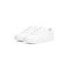 Plateausneaker TOMMY HILFIGER "CASUAL CUPSOLE SNEAKER", Damen, Gr. 36, weiß, Nappaleder, unifarben, sportlich, Schuhe, Freizeitschuh, Halbschuh, Schnürer mit goldfarbenem Logoschriftzug