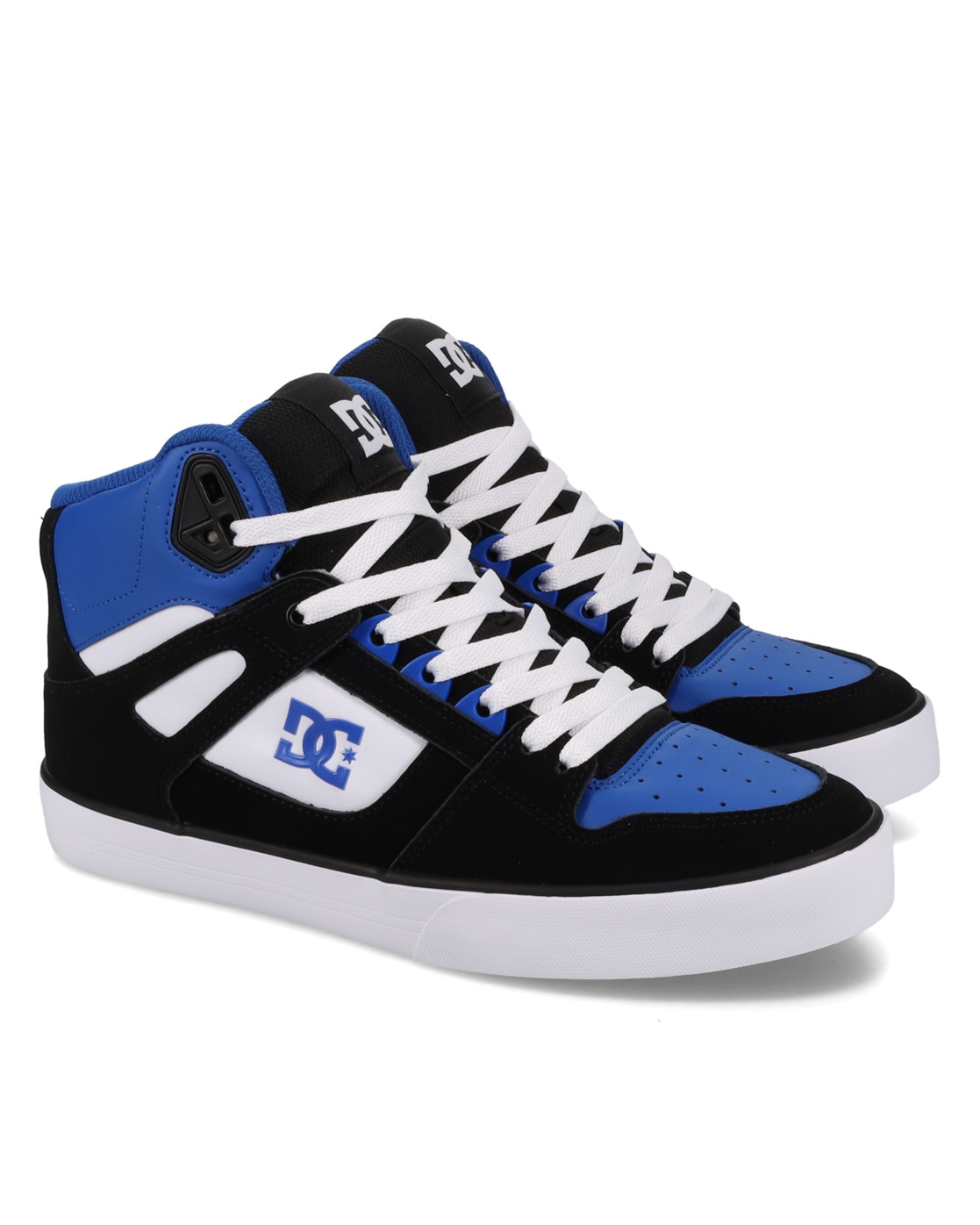 Sneaker DC SHOES "Pure High-Top", Herren, Gr. 7(39), schwarz, blau, weiß, Obermaterial: Leder / Futter: Textil / Außensohle: Gummi, Schuhe Sneaker