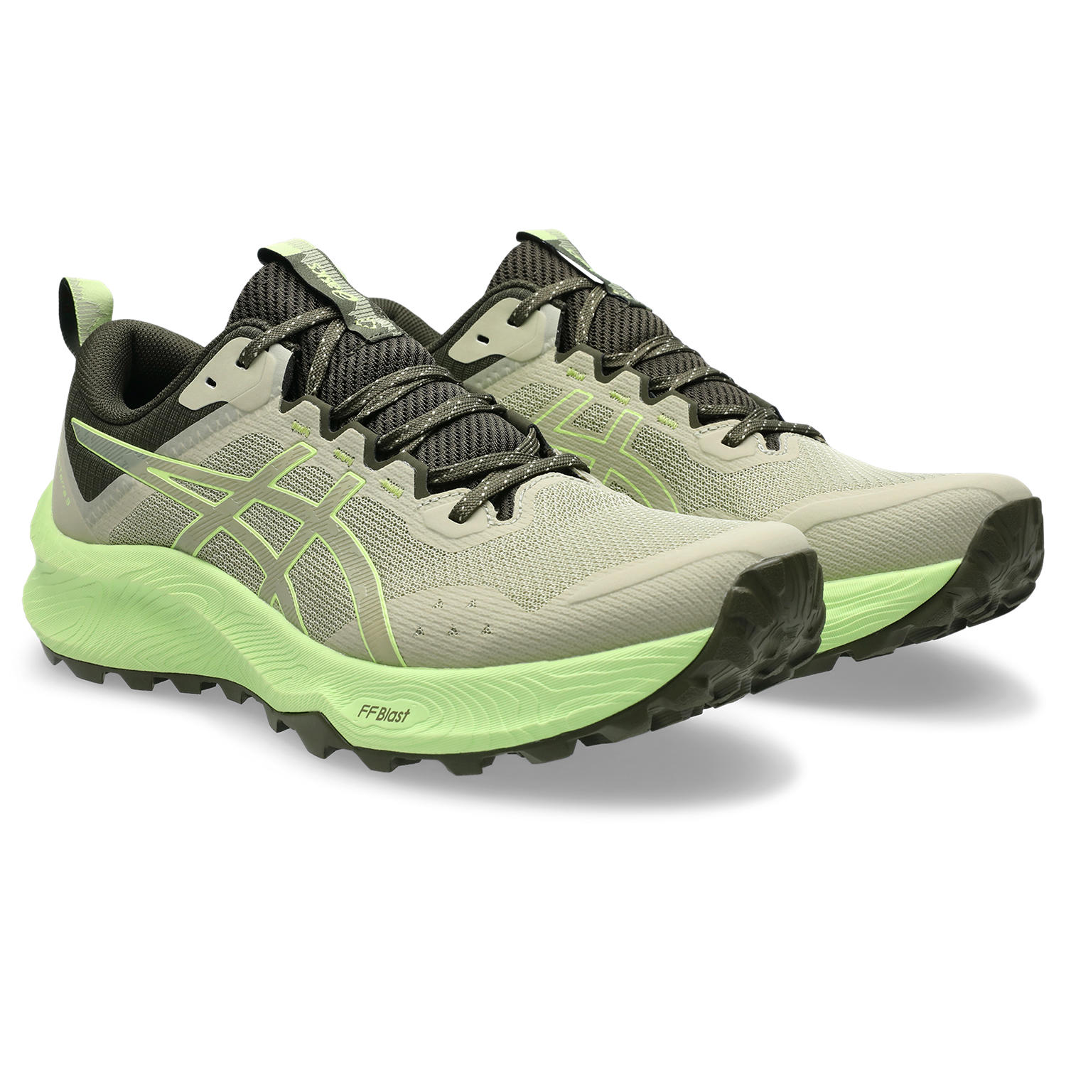 Trailrunningschuh ASICS "TRABUCO TERRA 3", Herren, Gr. 44, khaki, lime, Textil, Schuhe